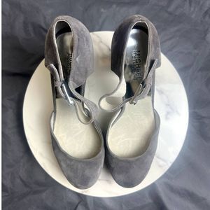 Michael Michael Kors Haven Ankle Strap Dark Slate Suede Platform SZ 10M:NWOT
